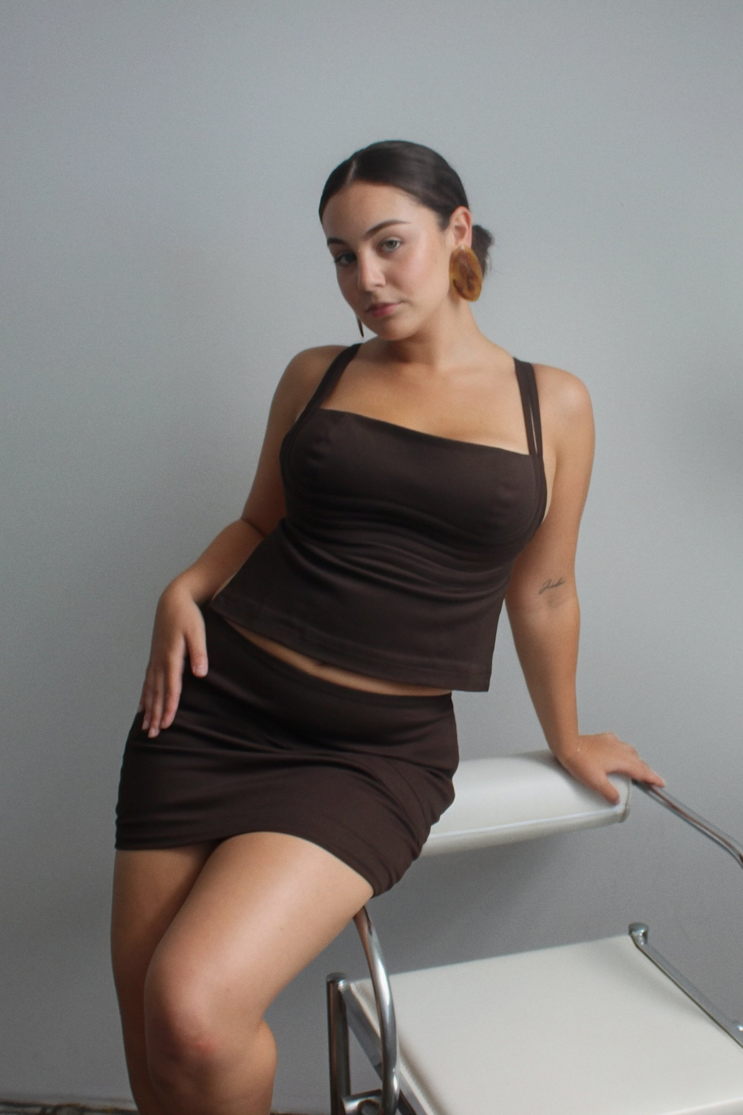 Strapped Bodice Top Chocolate
