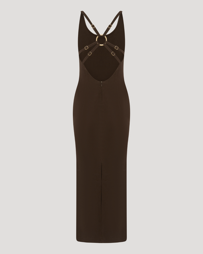 Strapped Maxi Dress Chocolate