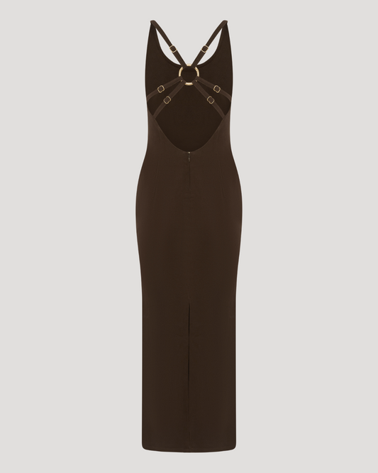 Strapped Maxi Dress Chocolate