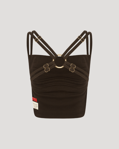 Strapped Bodice Top Chocolate