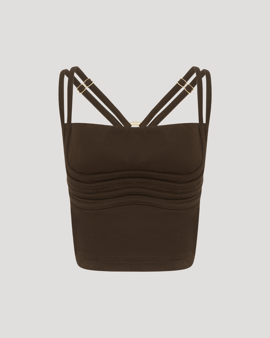 Strapped Bodice Top Chocolate