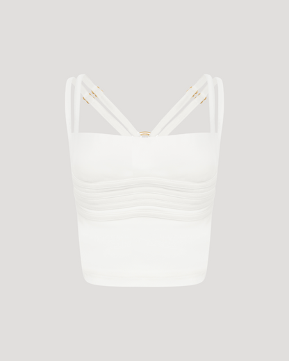 Strapped Bodice Top White