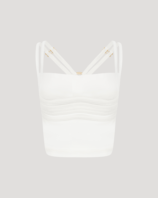 Strapped Bodice Top White