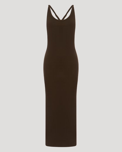 Strapped Maxi Dress Chocolate