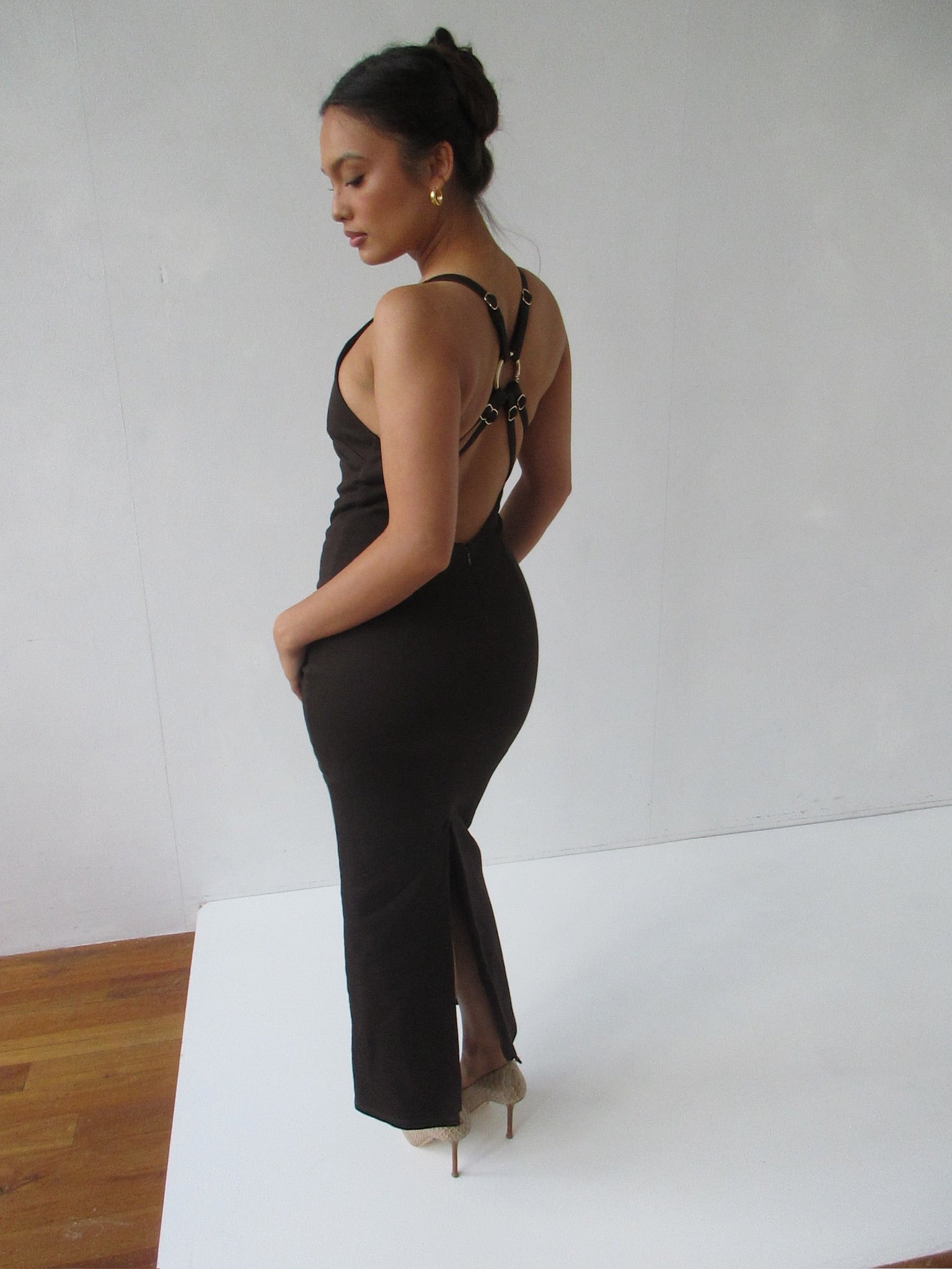 Strapped Maxi Dress Chocolate