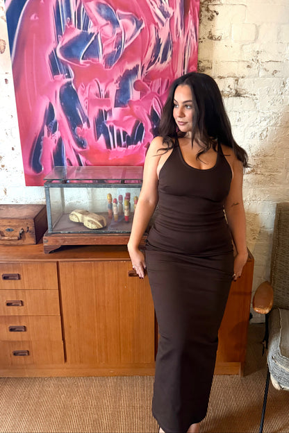 Strapped Maxi Dress Chocolate