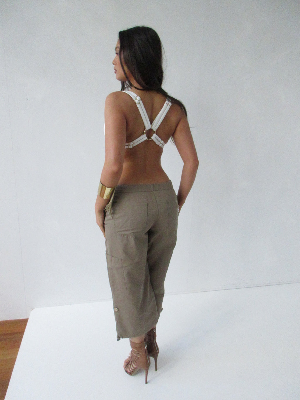Strapped Bodice Top White