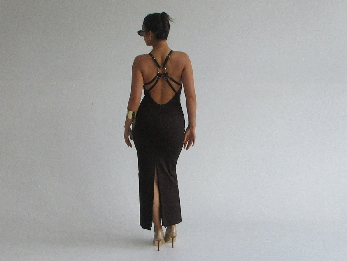 Strapped Maxi Dress Chocolate