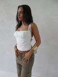 Strapped Bodice Top White