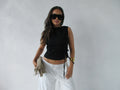 Waist Tie Top Black