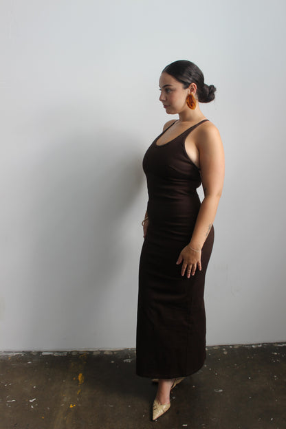 Strapped Maxi Dress Chocolate