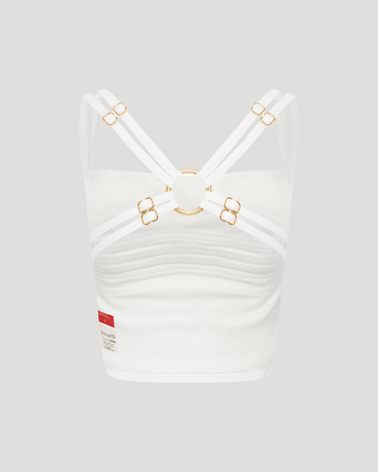 Strapped Bodice Top White
