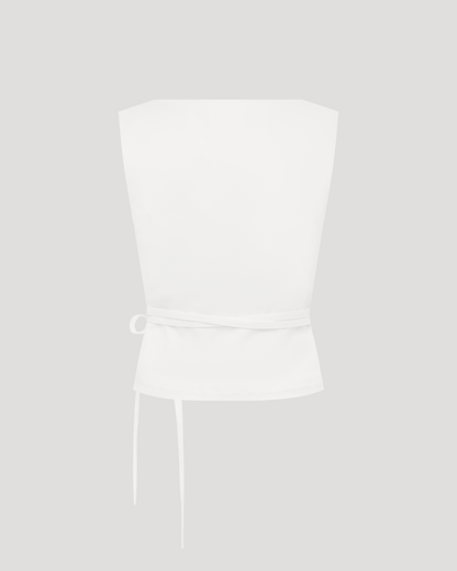 Waist Tie Top White